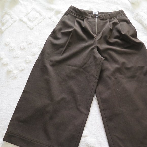 Gap Women's Stretch High Rise Wide-Leg Crop Pants, Brown Size 2 - Picture 1 of 7